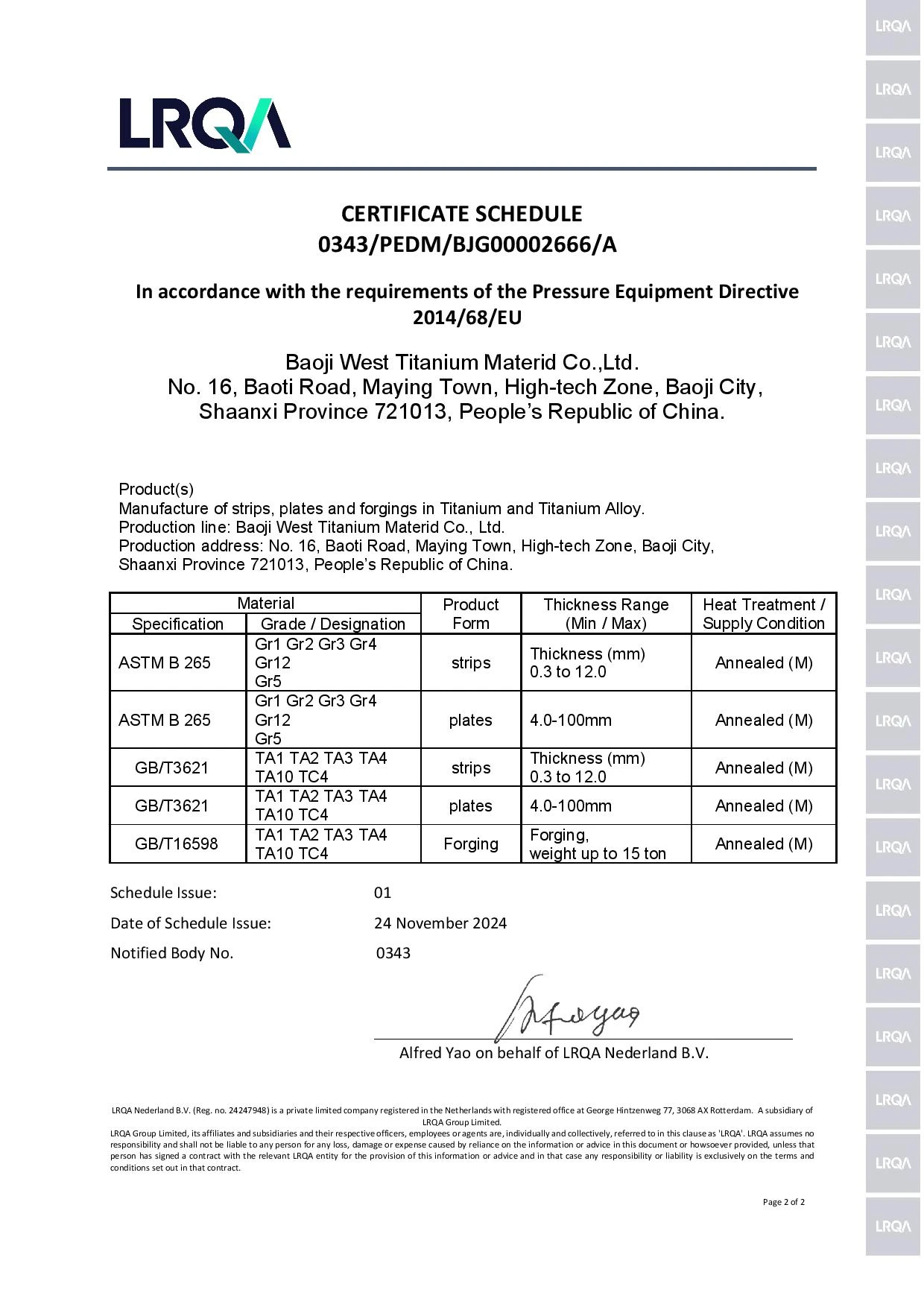 ASTM B265 Titanium Plate certificate ASTM B265 Titanium Plate certificate